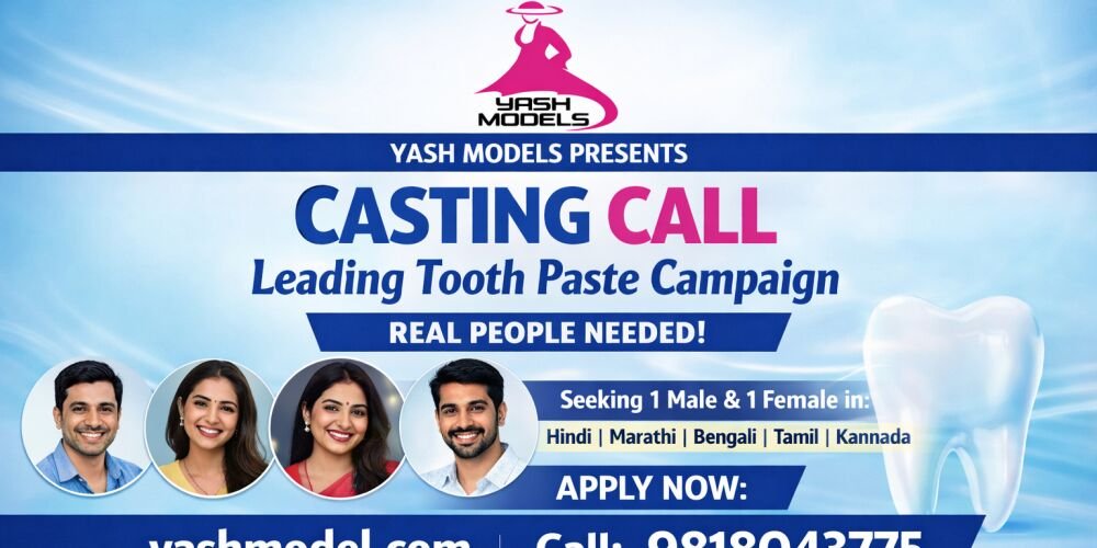 Leading Tooth Paste Campaign | Real People Casting in Kannada, Tamil, Bengali, Marathi, Hindi, English casting banner